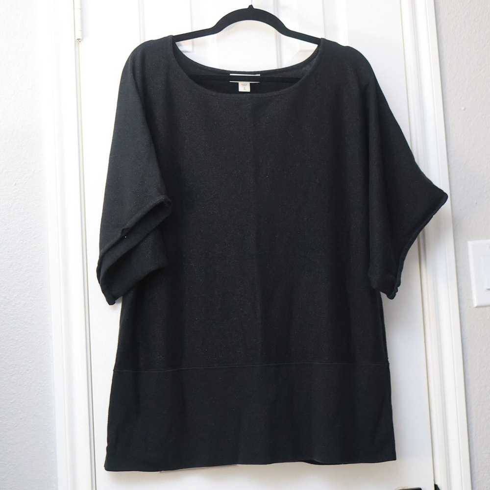 Coldwater creek women’s plus size Black blouse 1x 18 xxl shimmer
